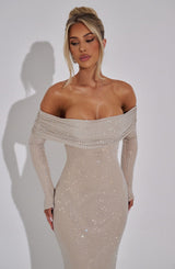 Fioreclo Cypria Maxi Dress in Nude