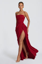 Fioreclo Cyrena Maxi Dress in Deep Red