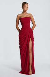 Fioreclo Cyrena Maxi Dress in Deep Red