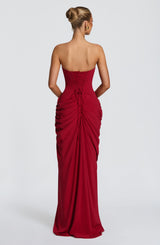 Fioreclo Cyrena Maxi Dress in Deep Red