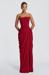 Fioreclo Cyrena Maxi Dress in Deep Red