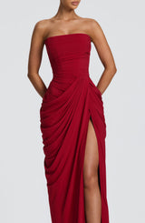 Fioreclo Cyrena Maxi Dress in Deep Red