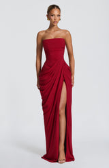 Fioreclo Cyrena Maxi Dress in Deep Red