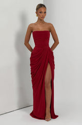 Fioreclo Cyrena Maxi Dress in Deep Red