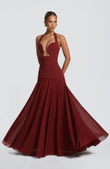 Fioreclo Cyrenna Maxi Dress in Deep Rust
