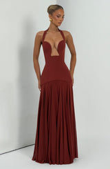 Fioreclo Cyrenna Maxi Dress in Deep Rust
