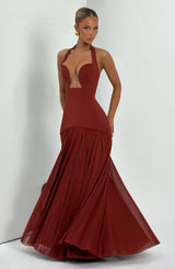 Fioreclo Cyrenna Maxi Dress in Deep Rust