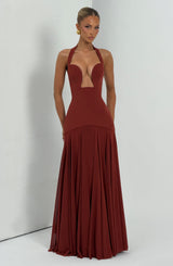 Fioreclo Cyrenna Maxi Dress in Deep Rust