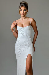 Fioreclo Dalyra Maxi Dress in Ivory Lined