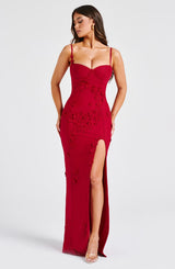 Fioreclo Dalyra Maxi Dress in Red Lined