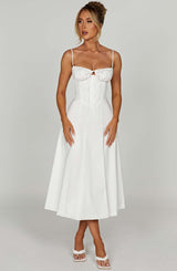 Fioreclo Deandra Midi Dress in Ivory