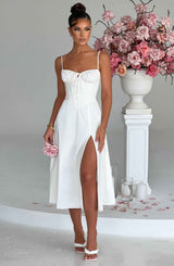 Fioreclo Deandra Midi Dress in Ivory