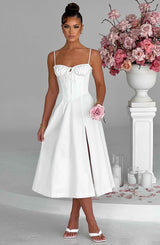 Fioreclo Deandra Midi Dress in Ivory