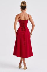 Fioreclo Deandra Midi Dress in Red