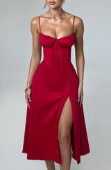 Fioreclo Deandra Midi Dress in Red
