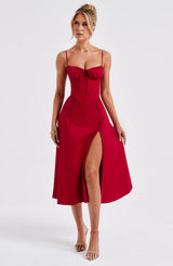 Fioreclo Deandra Midi Dress in Red