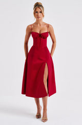 Fioreclo Deandra Midi Dress in Red