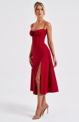 Fioreclo Deandra Midi Dress in Red