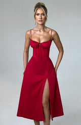 Fioreclo Deandra Midi Dress in Red