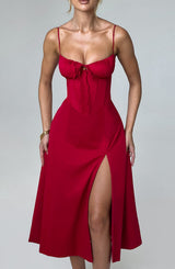 Fioreclo Deandra Midi Dress in Red