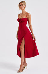 Fioreclo Deandra Midi Dress in Red
