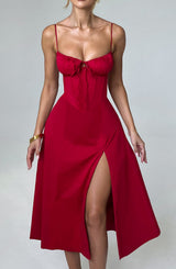 Fioreclo Deandra Midi Dress in Red