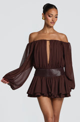 Fioreclo Dejana Playsuit in Plum Brown