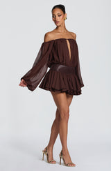 Fioreclo Dejana Playsuit in Plum Brown