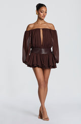 Fioreclo Dejana Playsuit in Plum Brown