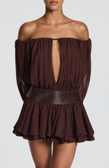 Fioreclo Dejana Playsuit in Plum Brown