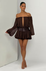 Fioreclo Dejana Playsuit in Plum Brown