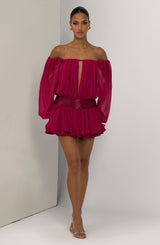 Fioreclo Dejana Playsuit in Raspberry