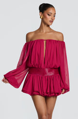 Fioreclo Dejana Playsuit in Raspberry