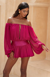 Fioreclo Dejana Playsuit in Raspberry