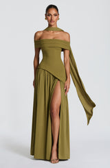 Fioreclo Delisha Maxi Dress in Deep Olive