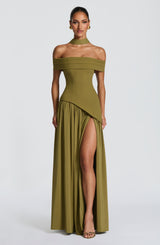 Fioreclo Delisha Maxi Dress in Deep Olive