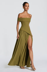 Fioreclo Delisha Maxi Dress in Deep Olive