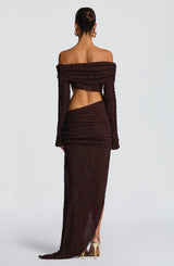 Fioreclo Delphine Midi Dress in Plum Brown