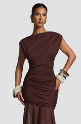 Fioreclo Demelia Maxi Dress in Plum Brown