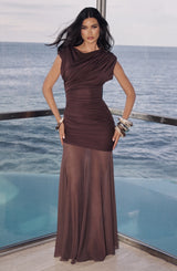 Fioreclo Demelia Maxi Dress in Plum Brown