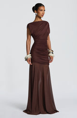 Fioreclo Demelia Maxi Dress in Plum Brown