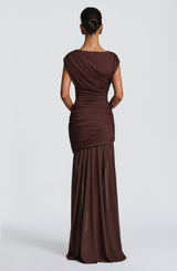 Fioreclo Demelia Maxi Dress in Plum Brown