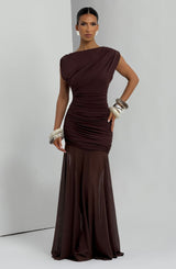 Fioreclo Demelia Maxi Dress in Plum Brown