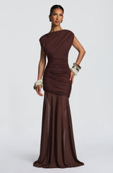 Fioreclo Demelia Maxi Dress in Plum Brown