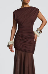 Fioreclo Demelia Maxi Dress in Plum Brown