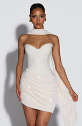 Fioreclo Denisa Mini Dress in Ivory