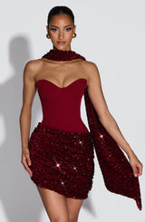 Fioreclo Denisa Mini Dress in Wine