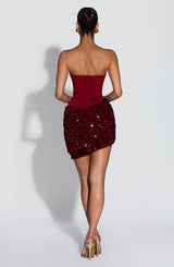 Fioreclo Denisa Mini Dress in Wine