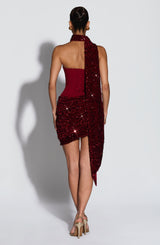 Fioreclo Denisa Mini Dress in Wine
