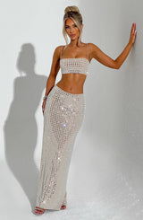 Fioreclo Dimetta Maxi Skirt in Nude